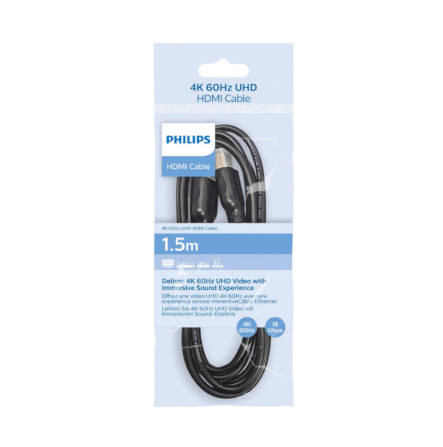 สายเคเบิล HDMI PHILIPS SWV5510/00 4K@60HZ (UHD 2160P) โอนข้อมูล 18 GBPS ความยาว 1.5 เมตร_1